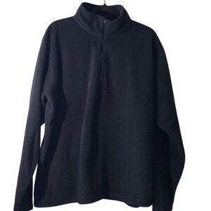 Cabelas Black Half Zip Fleece Pullover Outdoor Warm Layer L Reg